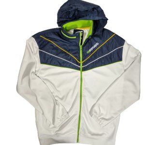 Ecko Unltd White, Green, and Blue Jacket Men's Size XL Packable Hood